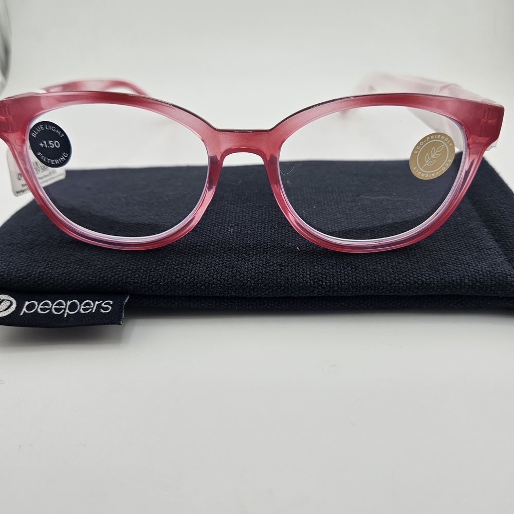 Peepers +1.50" Virginia Pink"Reading Glasses/ Blue Light FilterSpring Hinge New